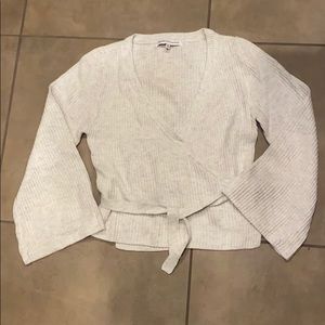 Cupcakes & Caahmere whiteish Vneck wrap sweater, M